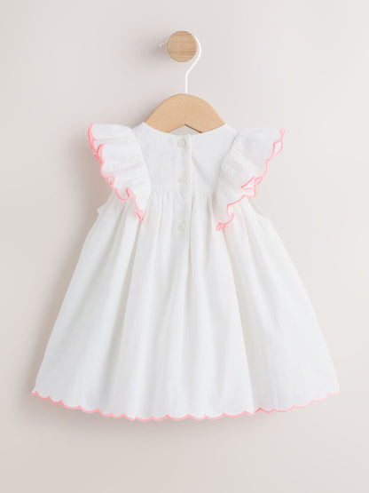 White Woven Baby Dress and Knickers Set 2 Piece (0mths-2yrs) image 4