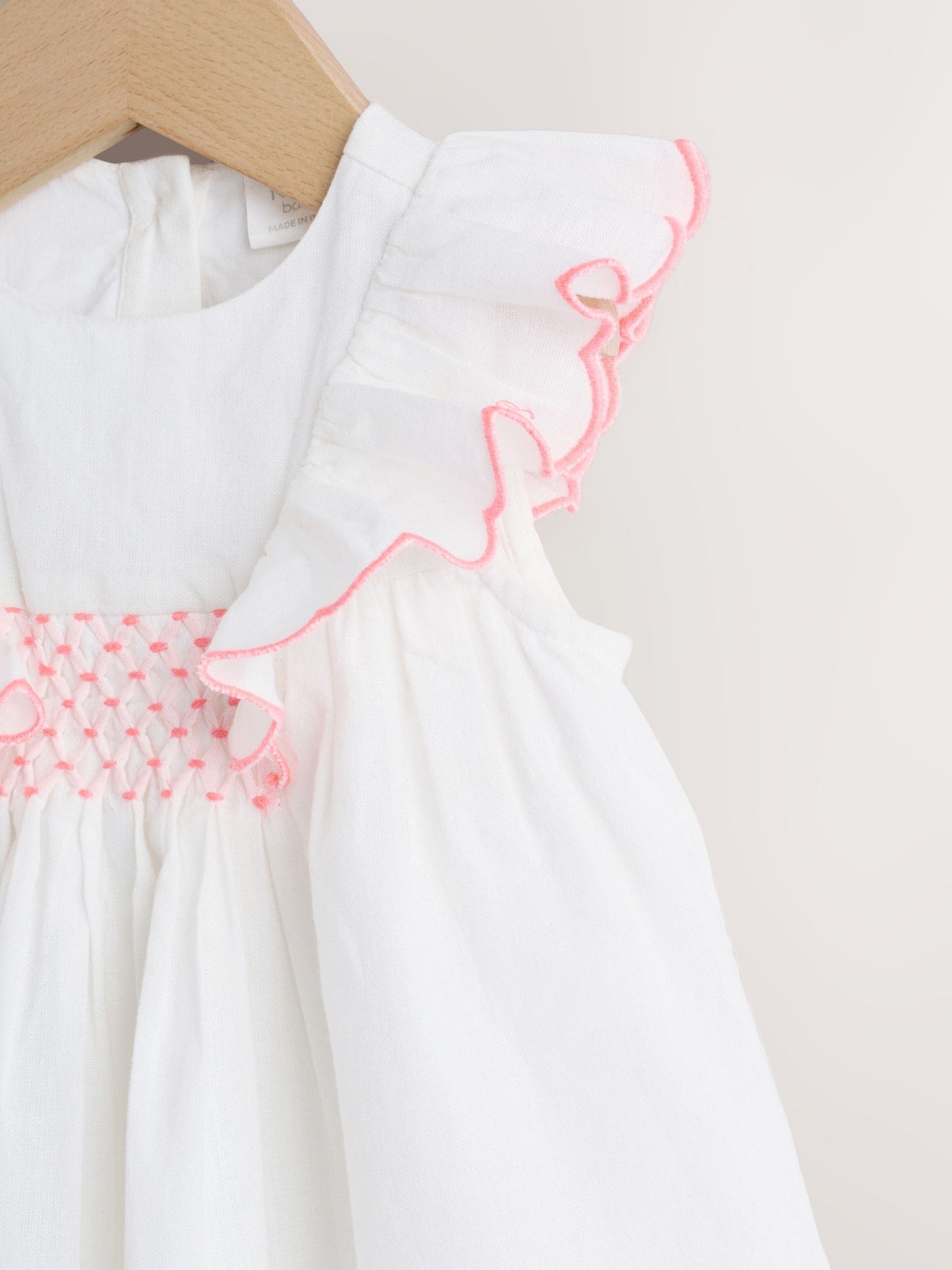 White Woven Baby Dress and Knickers Set 2 Piece (0mths-2yrs) image 5