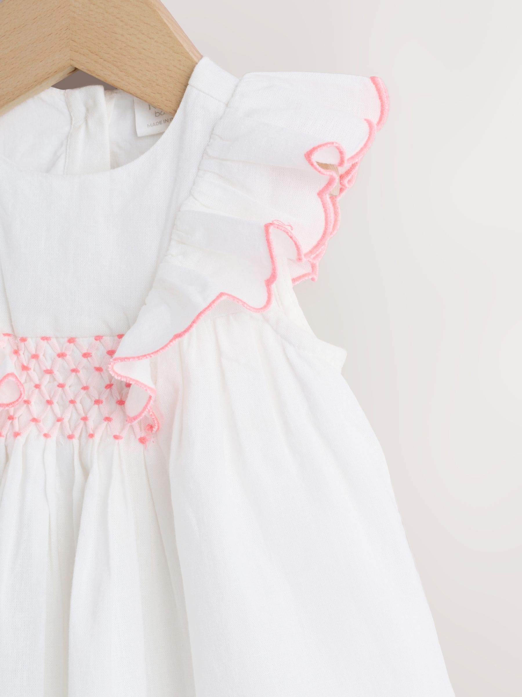 White Woven Baby Dress and Knickers Set 2 Piece (0mths-2yrs) image 5