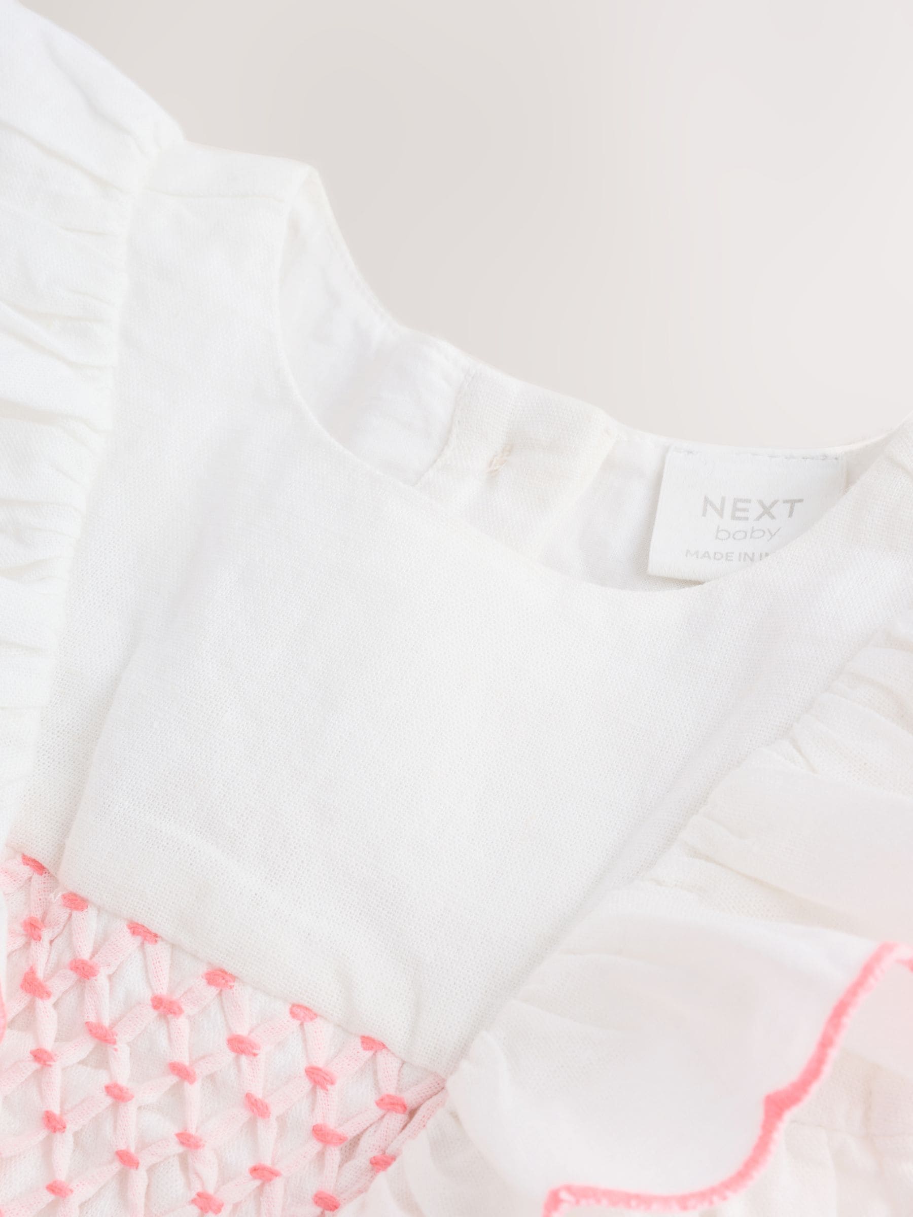 White Woven Baby Dress and Knickers Set 2 Piece (0mths-2yrs) image 6