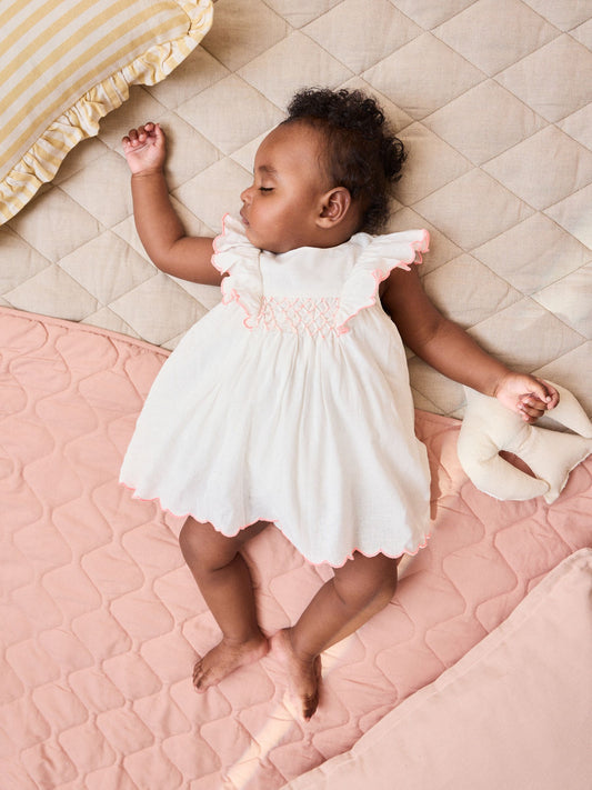 White Woven Baby Dress and Knickers Set 2 Piece (0mths-2yrs) image 1