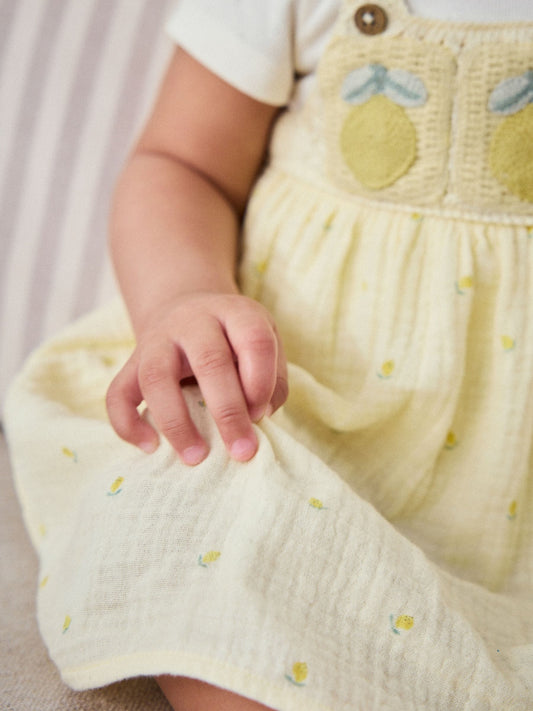 Dsiney Kidz - Yellow Lemon Crochet Pinafore And Bodysuit 2 Piece Set (0mths-2yrs) image 2