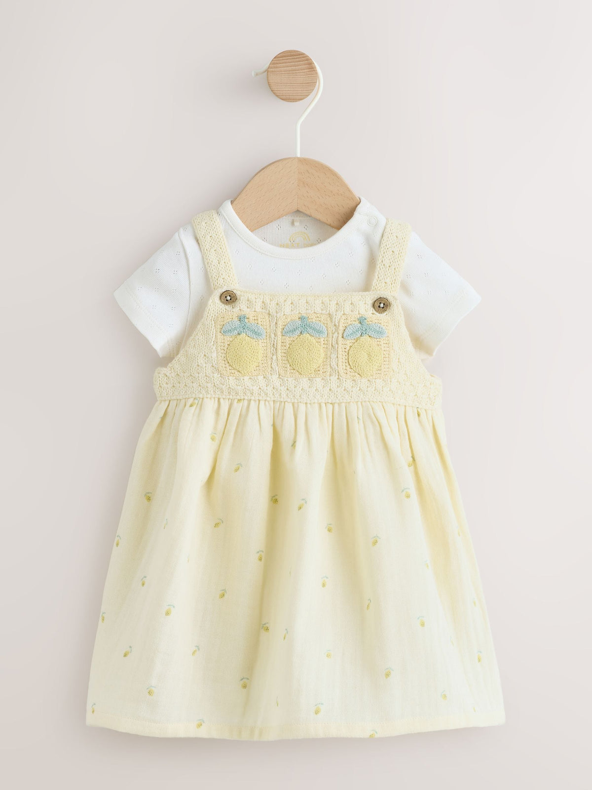Dsiney Kidz - Yellow Lemon Crochet Pinafore And Bodysuit 2 Piece Set (0mths-2yrs) image 3