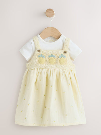 Dsiney Kidz - Yellow Lemon Crochet Pinafore And Bodysuit 2 Piece Set (0mths-2yrs) image 3