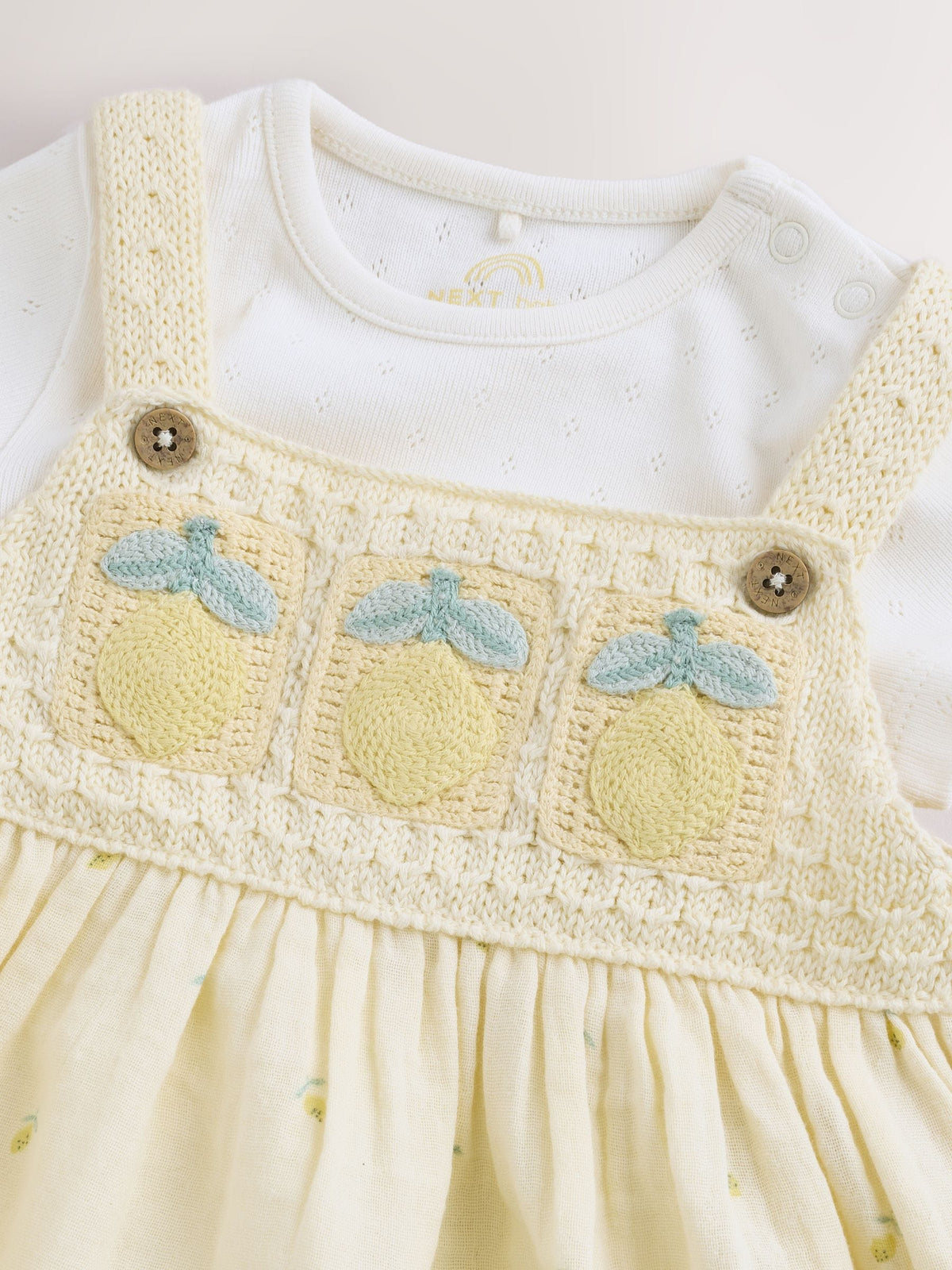 Dsiney Kidz - Yellow Lemon Crochet Pinafore And Bodysuit 2 Piece Set (0mths-2yrs) image 6