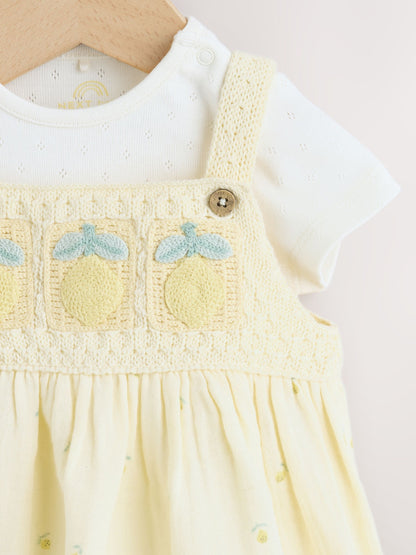 Dsiney Kidz - Yellow Lemon Crochet Pinafore And Bodysuit 2 Piece Set (0mths-2yrs) image 7