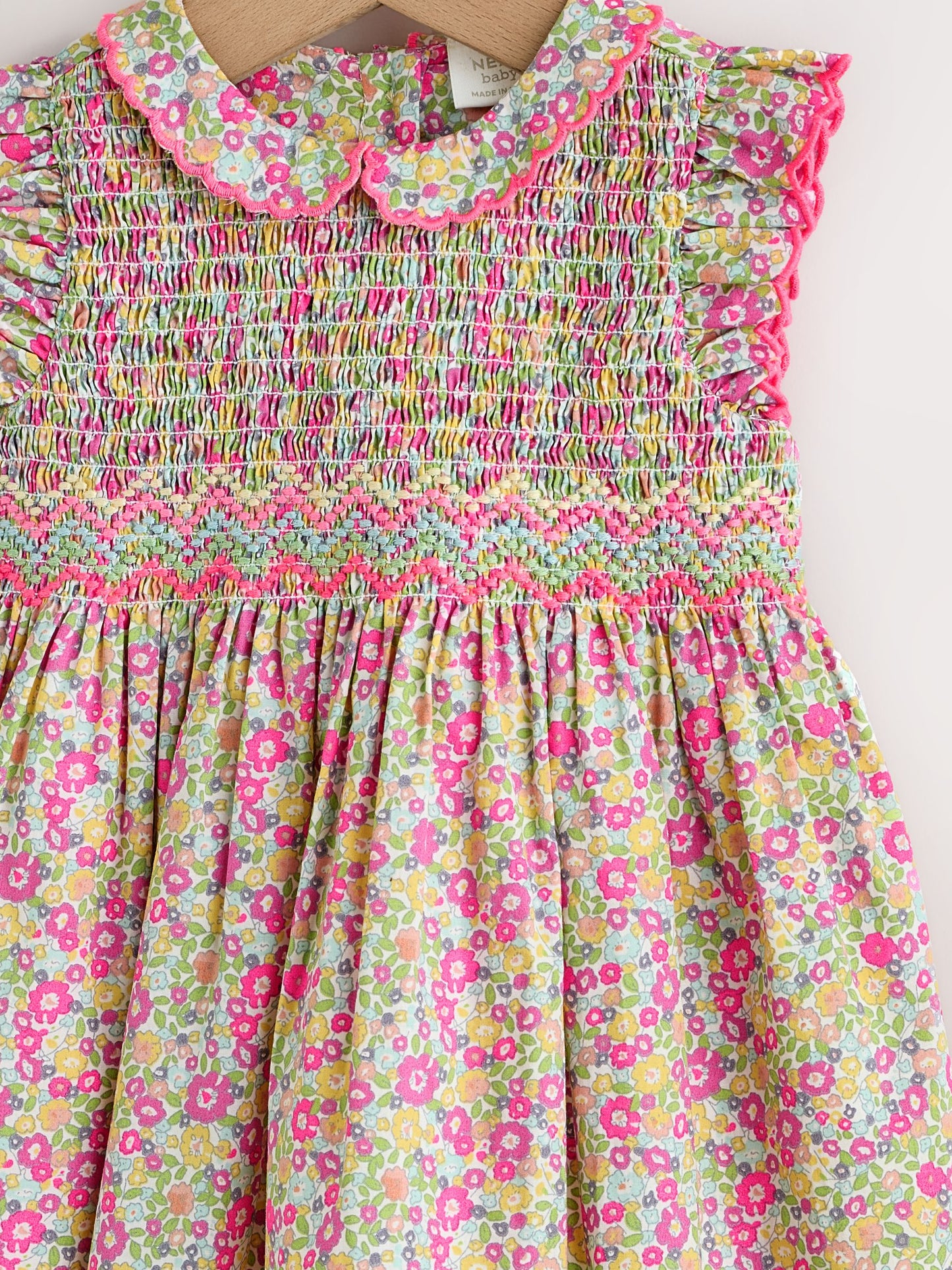 Pink Floral Woven Baby Dress and Knickers Set 2 Piece (0mths-2yrs) image 3