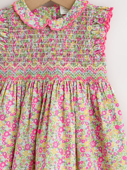 Pink Floral Woven Baby Dress and Knickers Set 2 Piece (0mths-2yrs) image 3