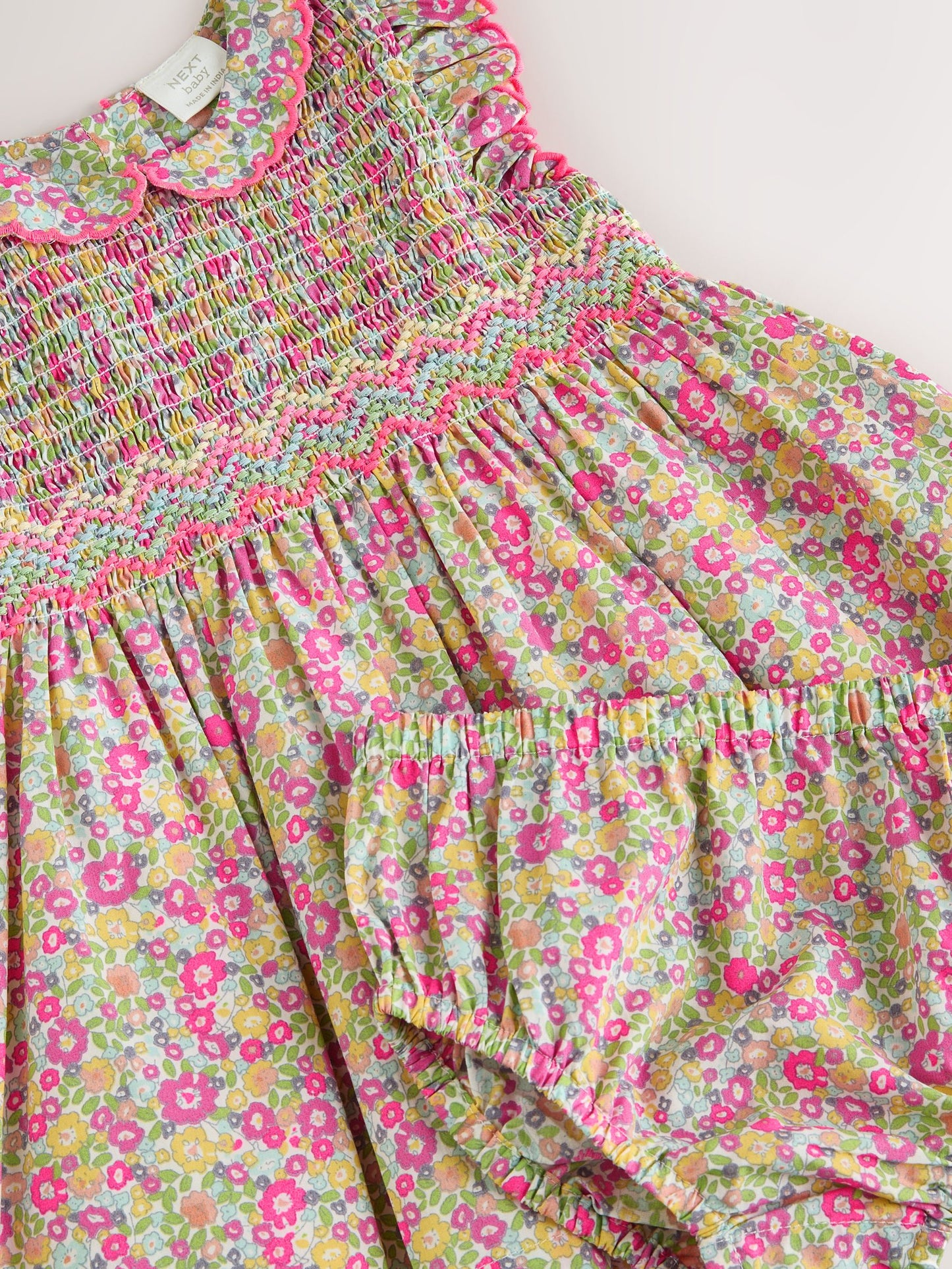 Pink Floral Woven Baby Dress and Knickers Set 2 Piece (0mths-2yrs) image 4