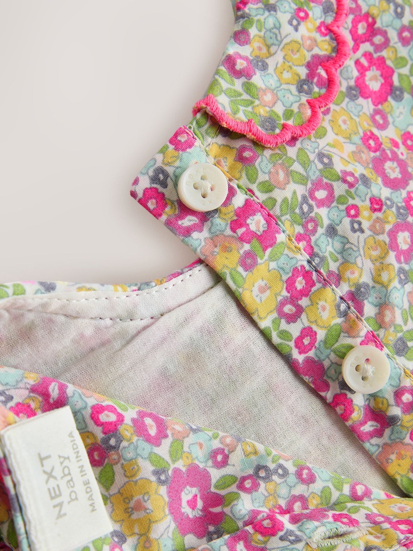 Pink Floral Woven Baby Dress and Knickers Set 2 Piece (0mths-2yrs) image 7