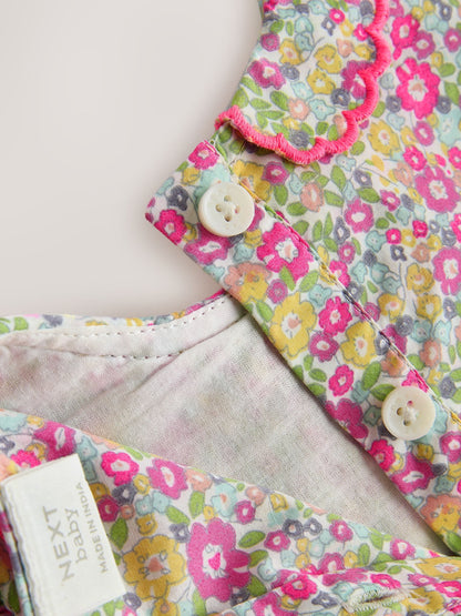 Pink Floral Woven Baby Dress and Knickers Set 2 Piece (0mths-2yrs) image 7
