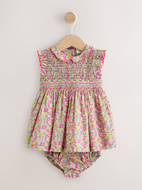 Dsiney Kidz - Pink Floral Woven Baby Dress and Knickers Set 2 Piece (0mths-2yrs) image 1