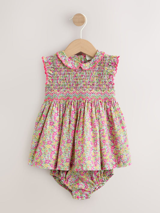 Dsiney Kidz - Pink Floral Woven Baby Dress and Knickers Set 2 Piece (0mths-2yrs) image 1