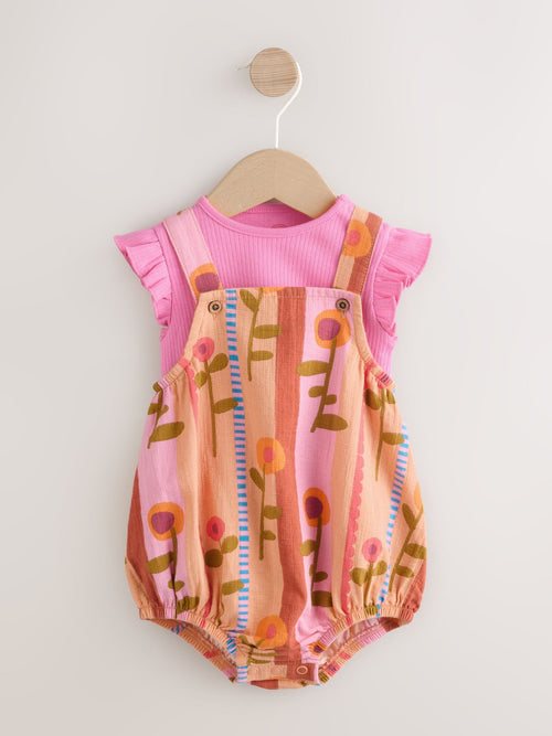 Pink Bright Bloomer Baby Romper with Bodysuit Set 2 Piece (0mths-2yrs) image 1