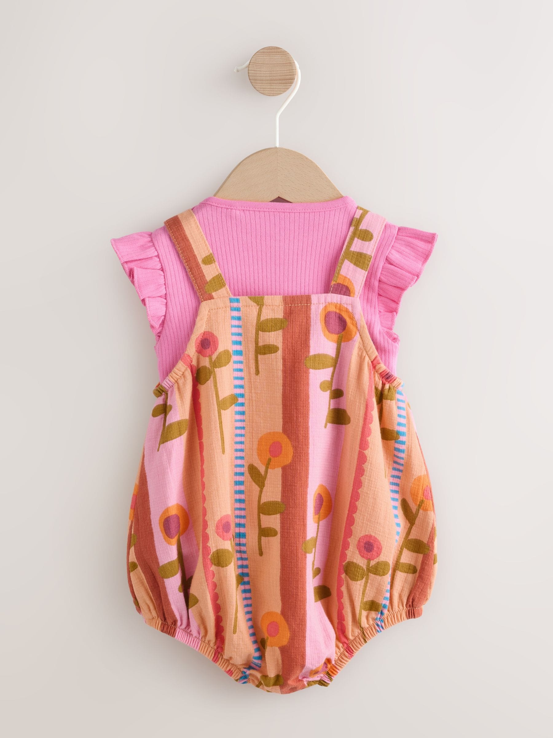 Pink Bright Bloomer Baby Romper with Bodysuit Set 2 Piece (0mths-2yrs) image 2