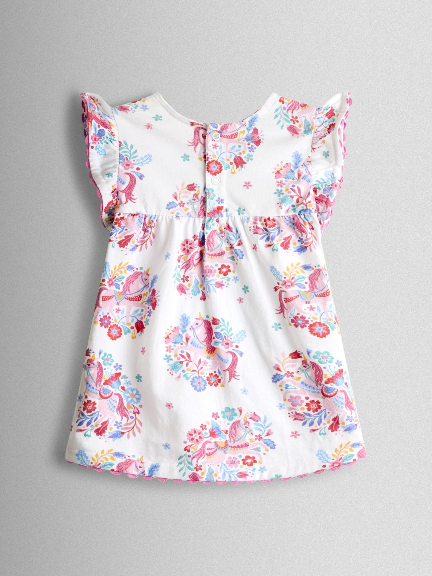 JoJo Maman Bébé Light Blue Unicorn Frill Sleeve Top & Short Set image 3