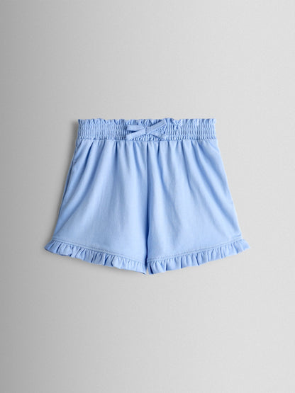 JoJo Maman Bébé Light Blue Unicorn Frill Sleeve Top & Short Set image 4