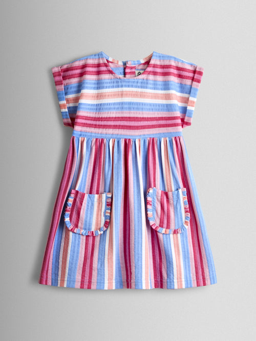 JoJo Maman Bébé Pink Ombre Stripe Pet In Pocket Relaxed Dress image 1