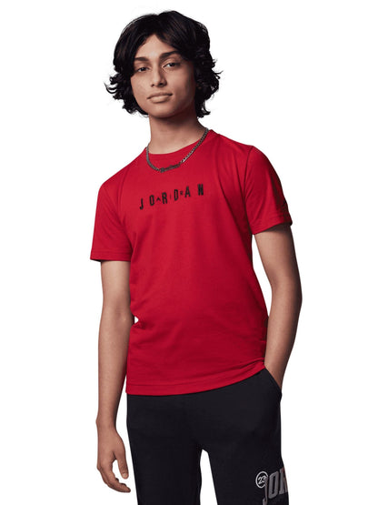 Dsiney Kidz - Jordan Red Michael Wordmark Embroidered Crew T-Shirt image 1