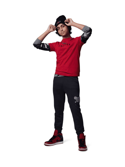 Dsiney Kidz - Jordan Red Michael Wordmark Embroidered Crew T-Shirt image 3