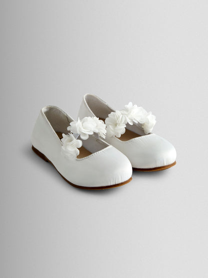 JoJo Maman Bébé White Rose Strap Ballet Pumps image 2