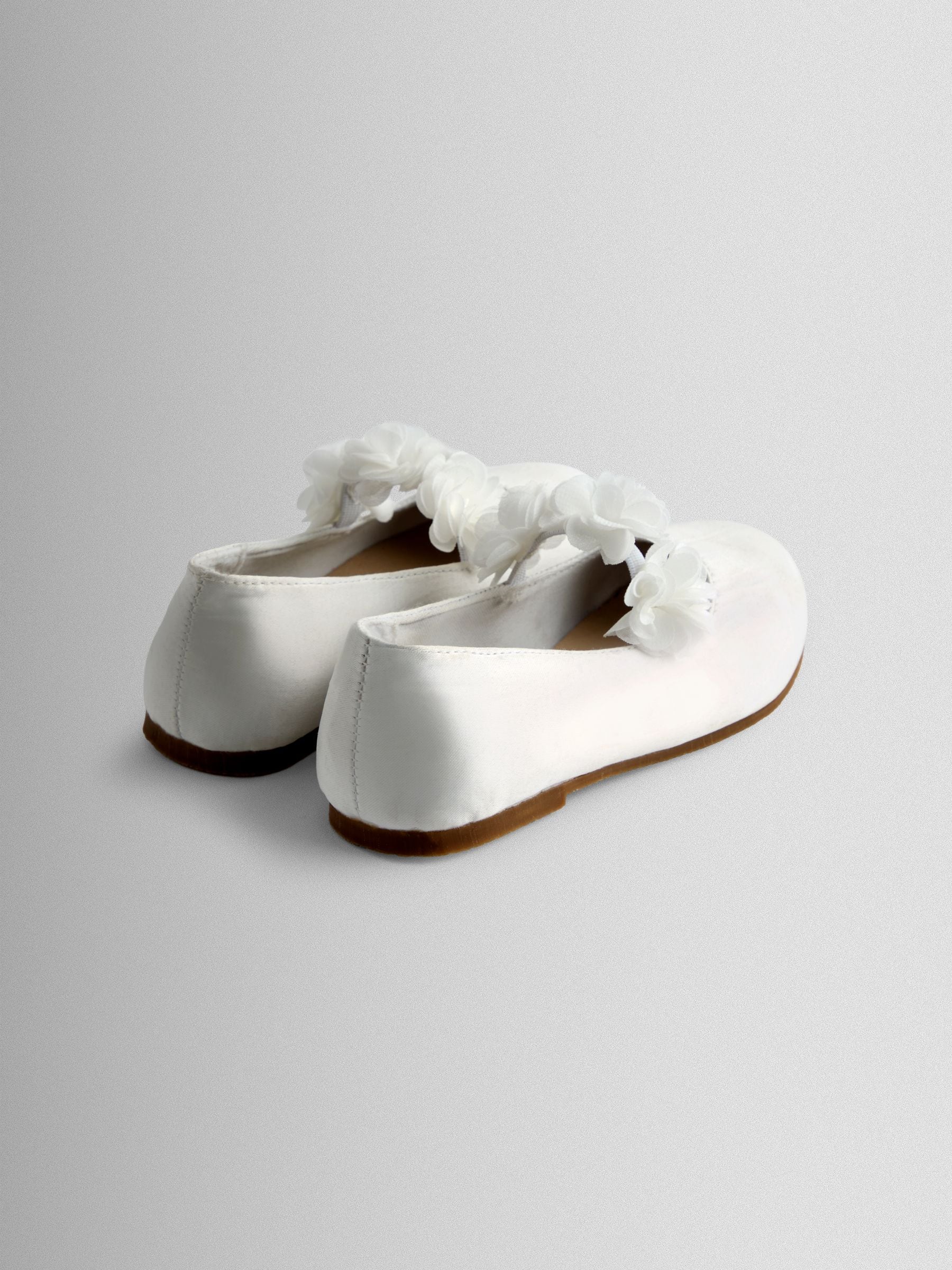 JoJo Maman Bébé White Rose Strap Ballet Pumps image 3