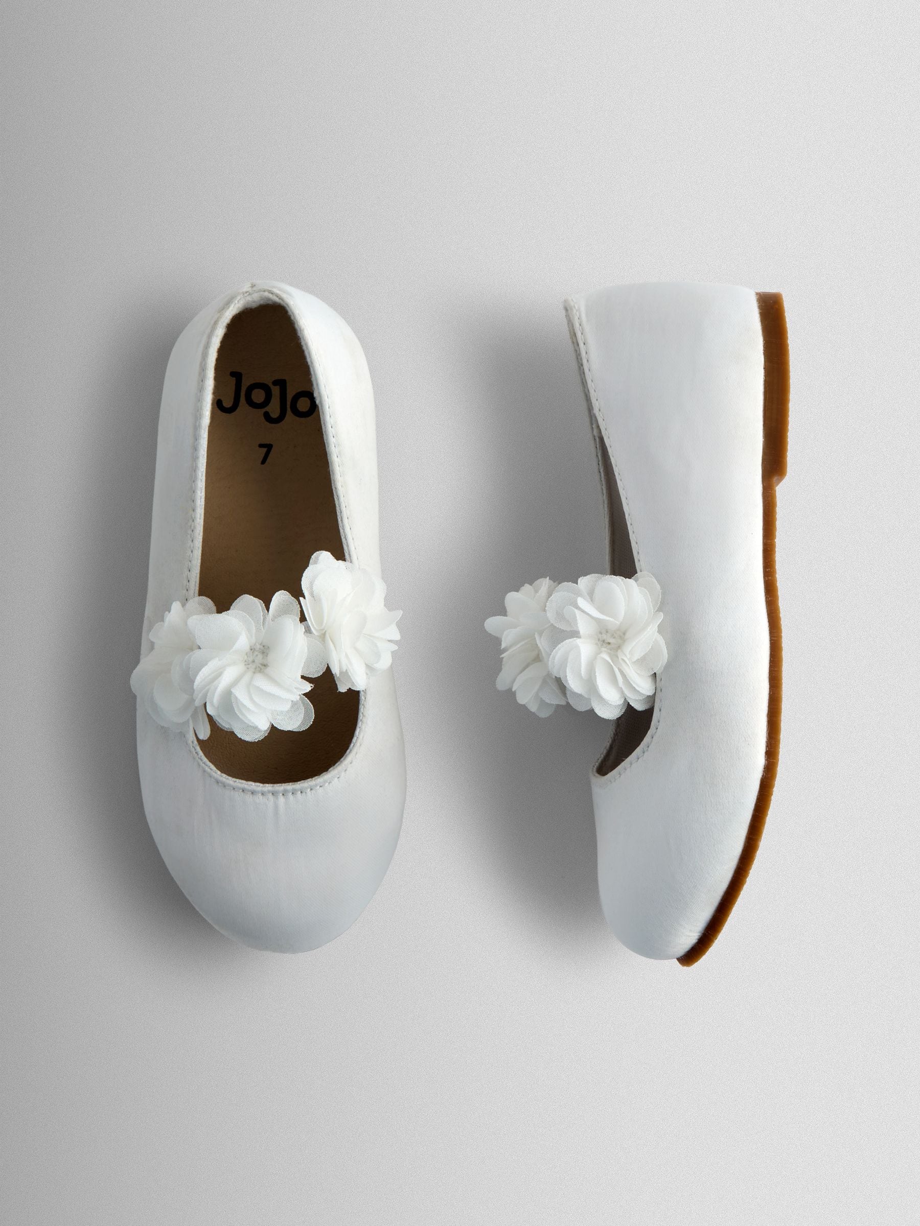 JoJo Maman Bébé White Rose Strap Ballet Pumps image 4