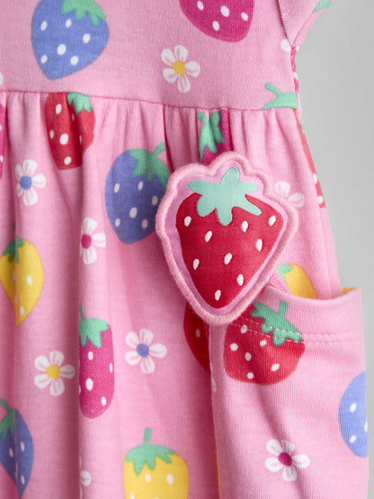 JoJo Maman Bébé Pink Strawberry Pet In Pocket Dress image 4