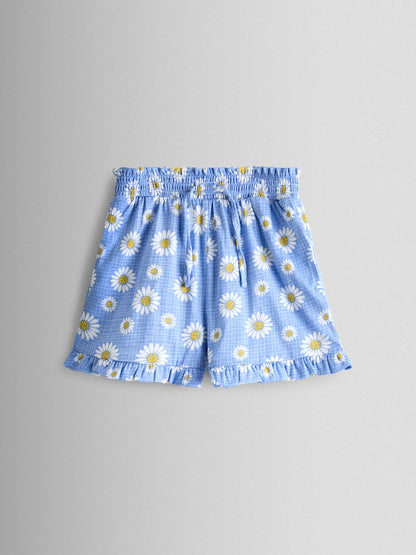 JoJo Maman Bébé Yellow & Blue Daisy 2-Pack Frill Shorts image 2