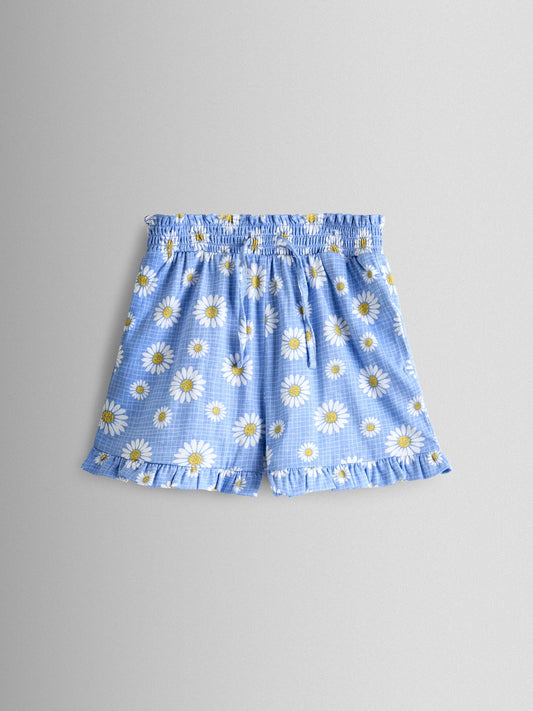 JoJo Maman Bébé Yellow & Blue Daisy 2-Pack Frill Shorts image 2