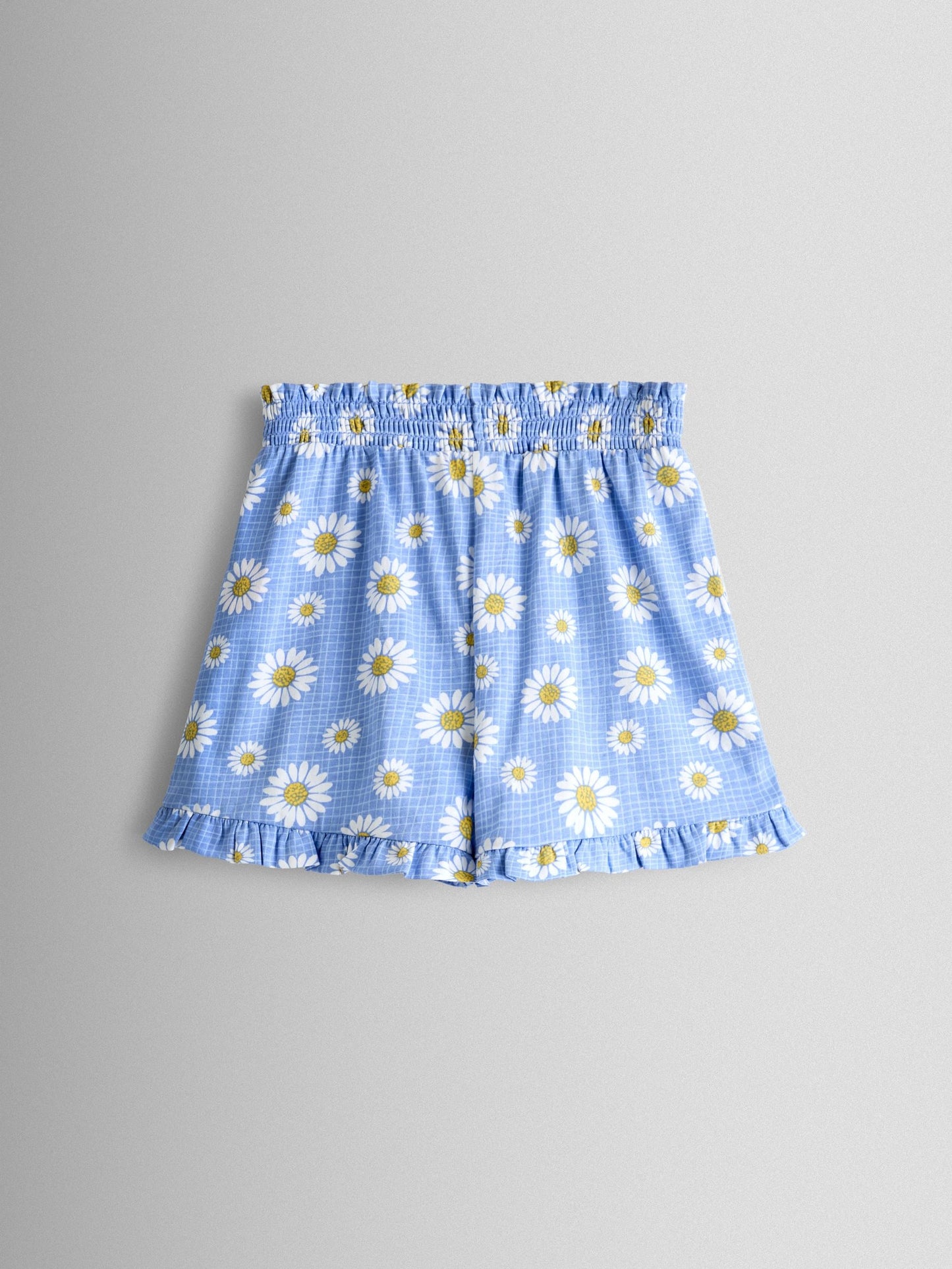 JoJo Maman Bébé Yellow & Blue Daisy 2-Pack Frill Shorts image 3