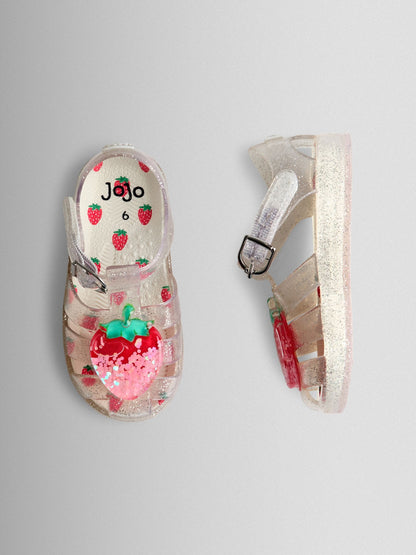 JoJo Maman Bébé Pink Strawberry 3D Jelly Sandals image 3