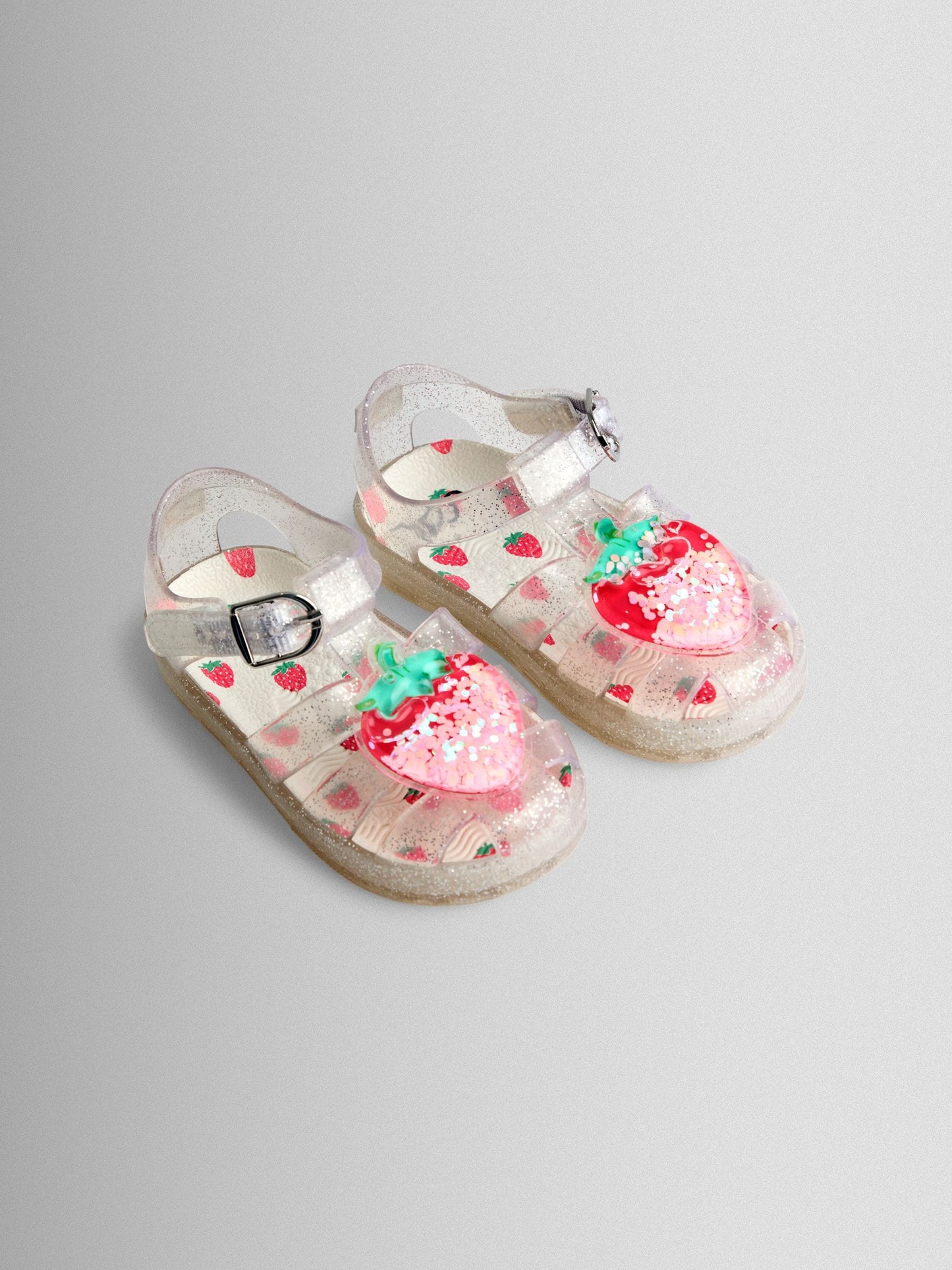 JoJo Maman Bébé Pink Strawberry 3D Jelly Sandals image 1