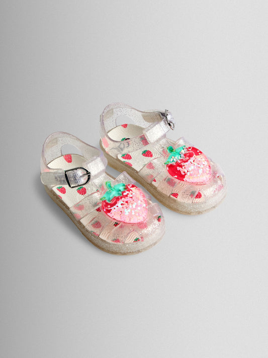 JoJo Maman Bébé Pink Strawberry 3D Jelly Sandals image 1