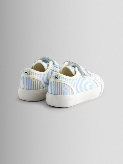 JoJo Maman Bébé Blue Daisy Double Strap Canvas Pumps image 2