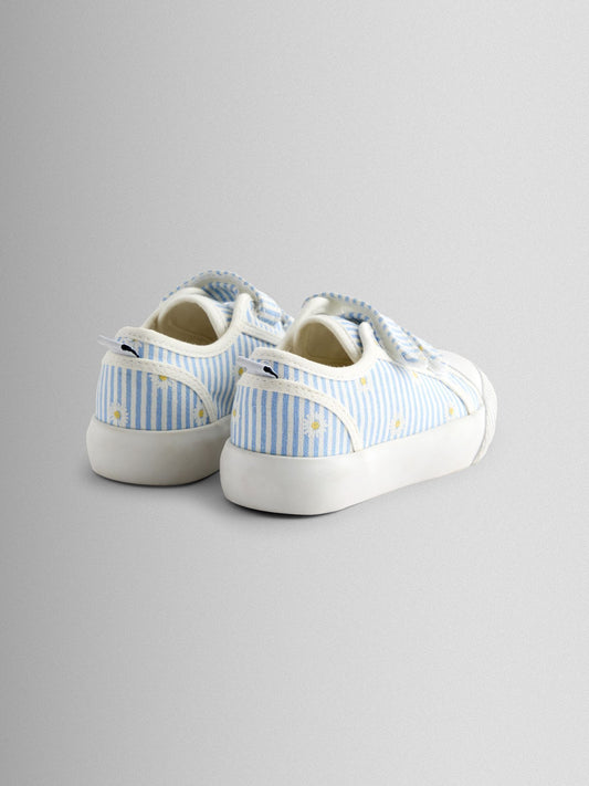 JoJo Maman Bébé Blue Daisy Double Strap Canvas Pumps image 2