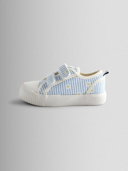 JoJo Maman Bébé Blue Daisy Double Strap Canvas Pumps image 3