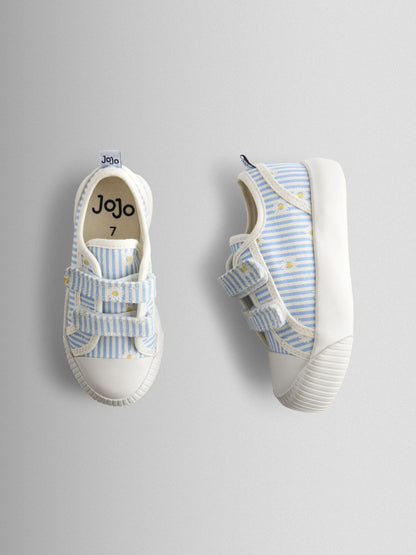 JoJo Maman Bébé Blue Daisy Double Strap Canvas Pumps image 4