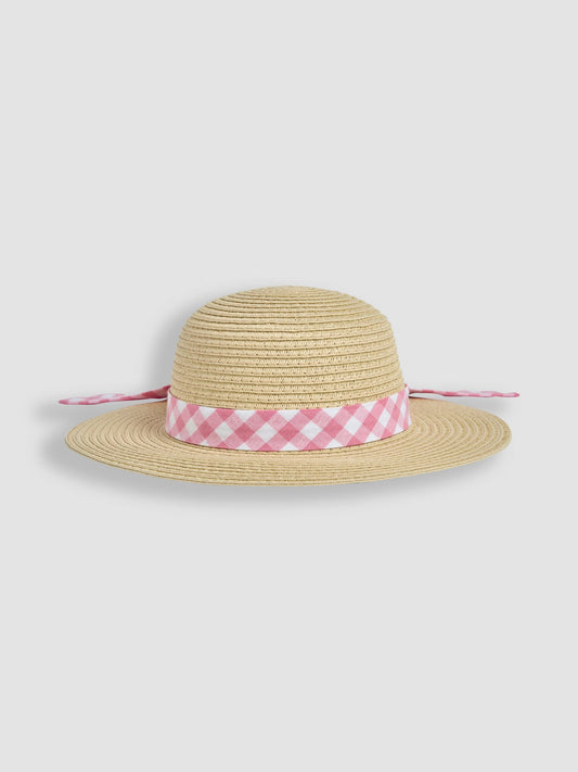 JoJo Maman Bébé Natural Gingham Woven Sun Hat image 2