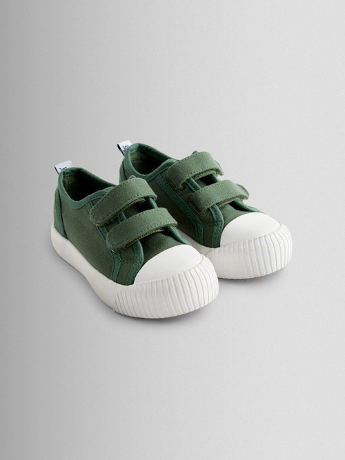 JoJo Maman Bébé Khaki Green Double Strap Canvas Pumps image 1