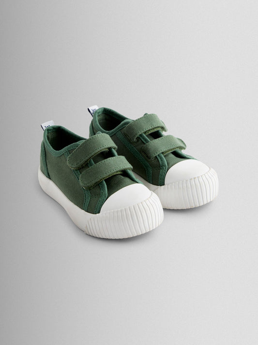 JoJo Maman Bébé Khaki Green Double Strap Canvas Pumps image 1
