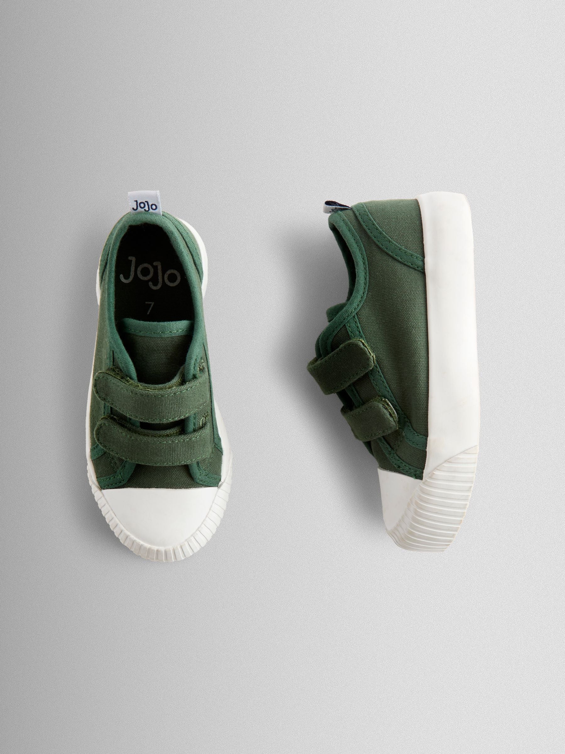 JoJo Maman Bébé Khaki Green Double Strap Canvas Pumps image 3