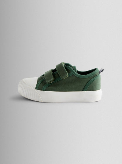JoJo Maman Bébé Khaki Green Double Strap Canvas Pumps image 4