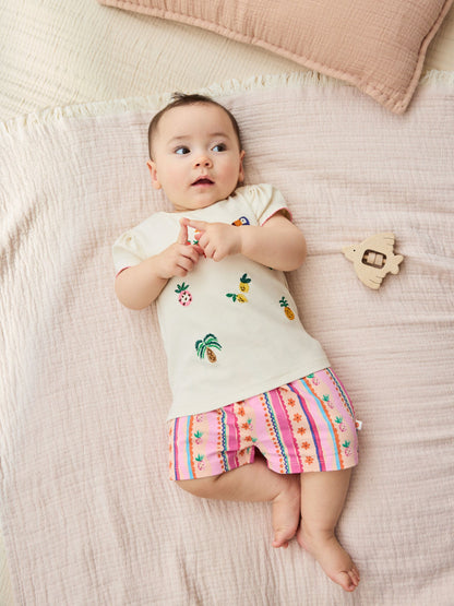 Ecru Tropical Short Sleeve Baby Top and Short Set 2 Piece (0mths-2yrs) image 2