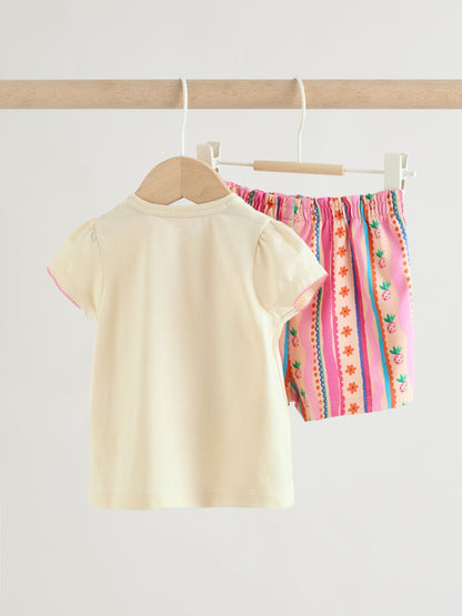 Ecru Tropical Short Sleeve Baby Top and Short Set 2 Piece (0mths-2yrs) image 5