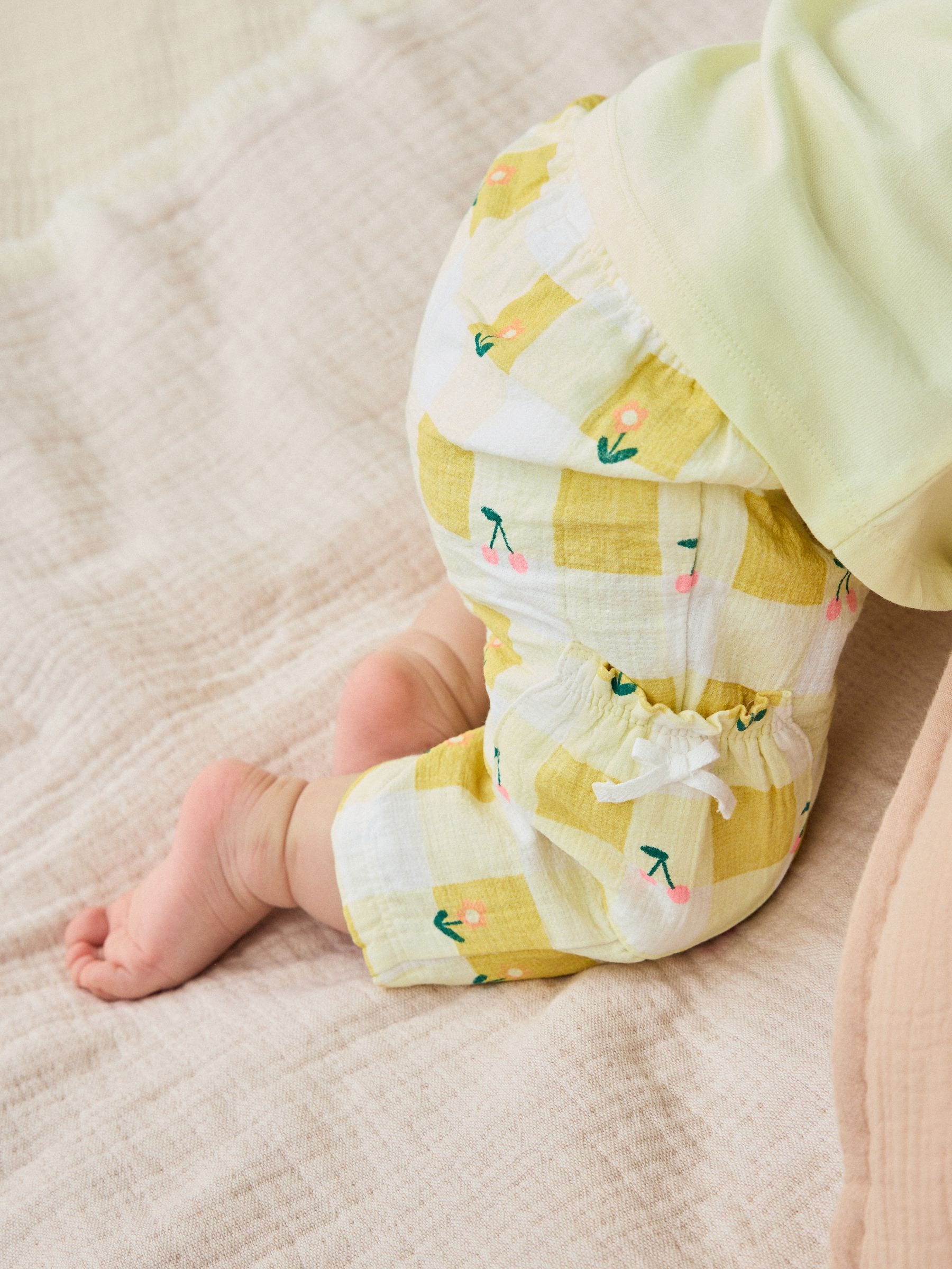 Yellow Cherry Short Sleeve Baby Tops and Wide Leg Leggings Set 2 Piece (0mths-2yrs) image 5
