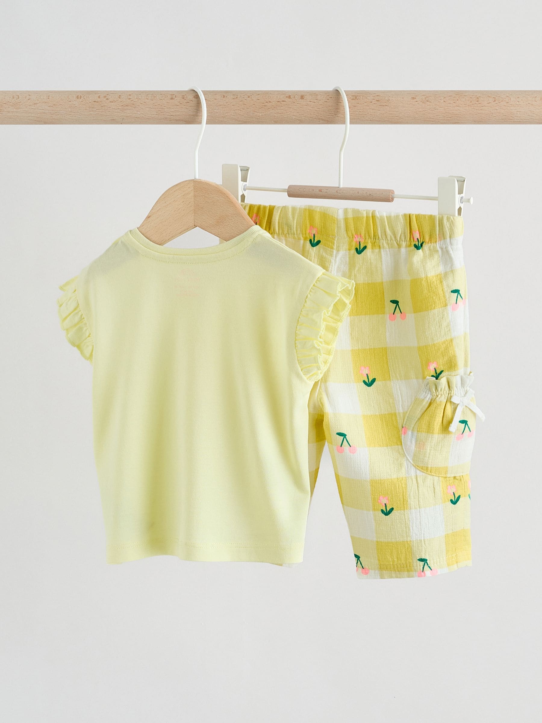 Yellow Cherry Short Sleeve Baby Tops and Wide Leg Leggings Set 2 Piece (0mths-2yrs) image 6