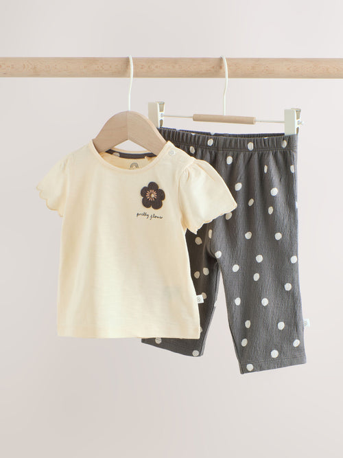 Dsiney Kidz - Black/White Flower Short Sleeve Baby Top And Wide Leg 2 Piece Set (0mths-2yrs) image 1