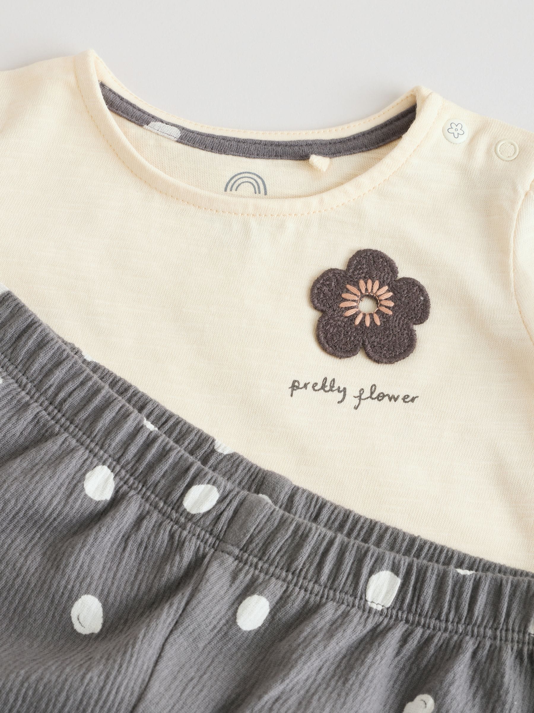 Black/White Flower Short Sleeve Baby Top And Wide Leg 2 Piece Set (0mths-2yrs) image 8