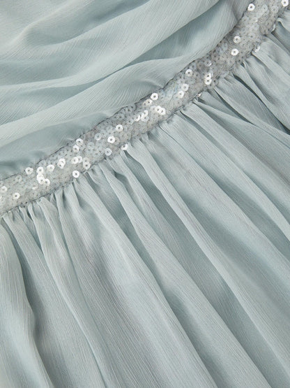 Monsoon Green Sequin One Shoulder Prom Dress image 4